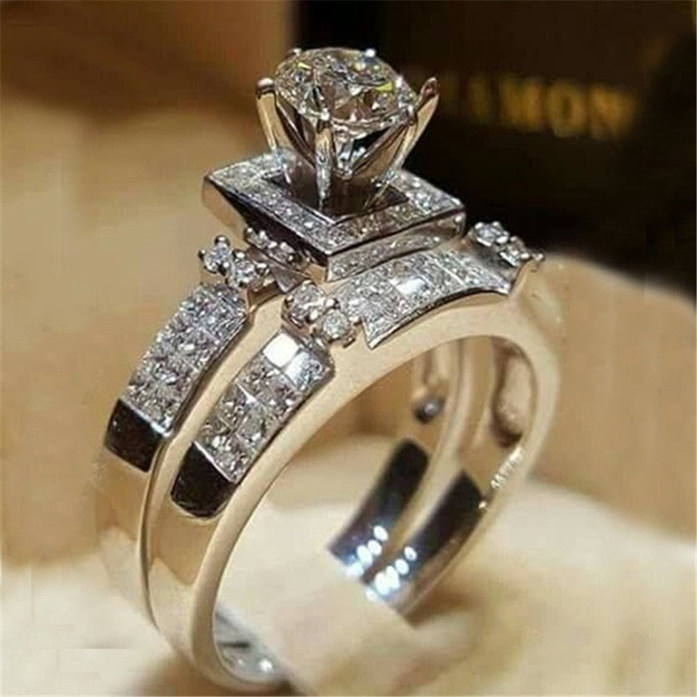 Massiv Sterling Silber 925 Ring filigran Fashion Damenring mit 3A Zirkonia