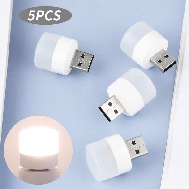5Stk Mini USB LED Nachtlicht Augenschutz Lampe Computer Nachtlampe Warmweiß