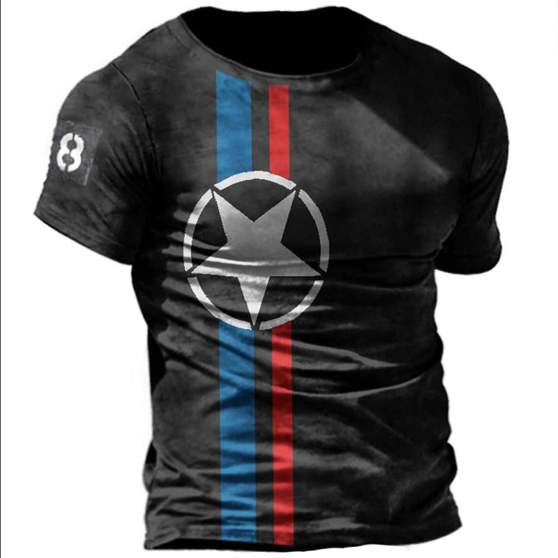 Fashion Herren Vintage Motorsport 3D T-Shirt Rundhals Unisex Sommer Streetwear