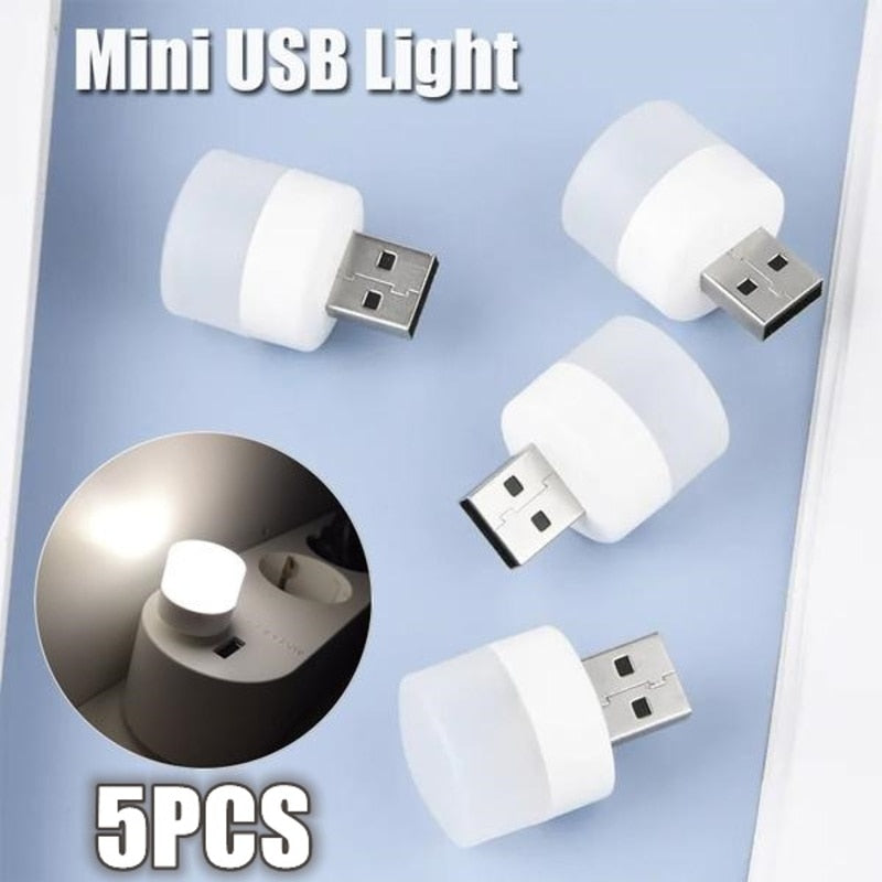 5Stk Mini USB LED Nachtlicht Augenschutz Lampe Computer Nachtlampe Warmweiß