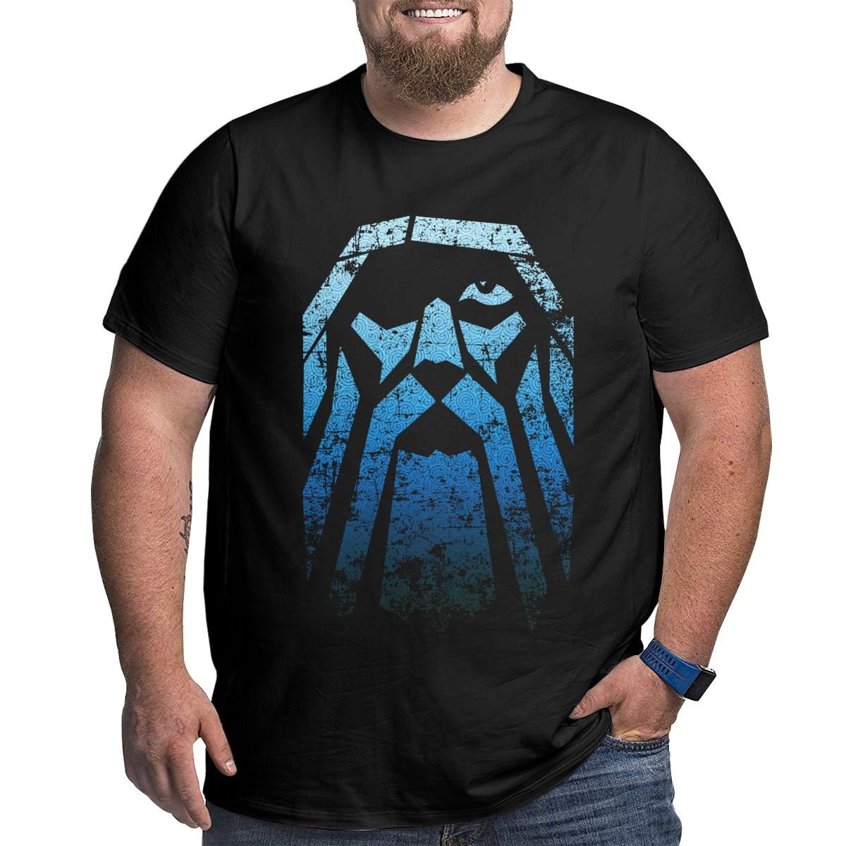 Herren Gym Fitness Viking Tattoo 3D T-Shirt Rundhals Unisex Streetwear