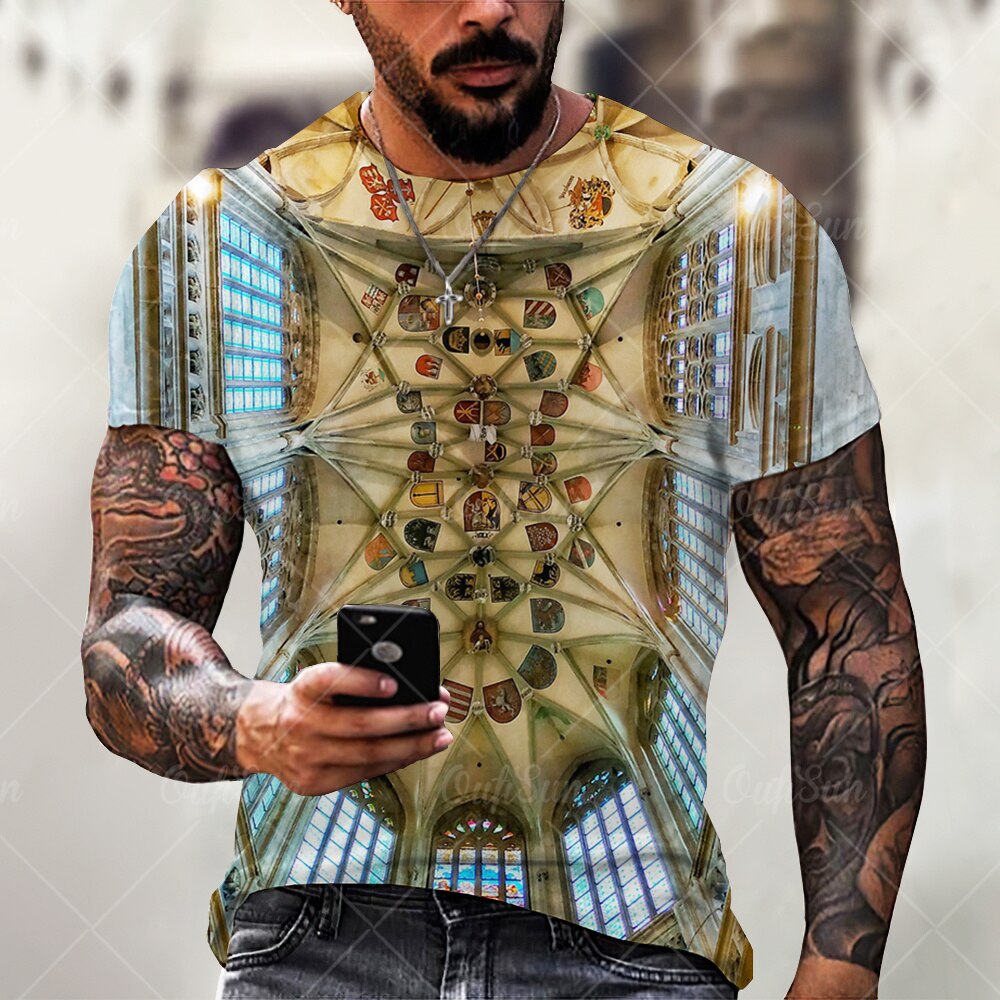 Herren Fashion Indian Stil 3D T-Shirt Rundhals Unisex Sommer Streetwear