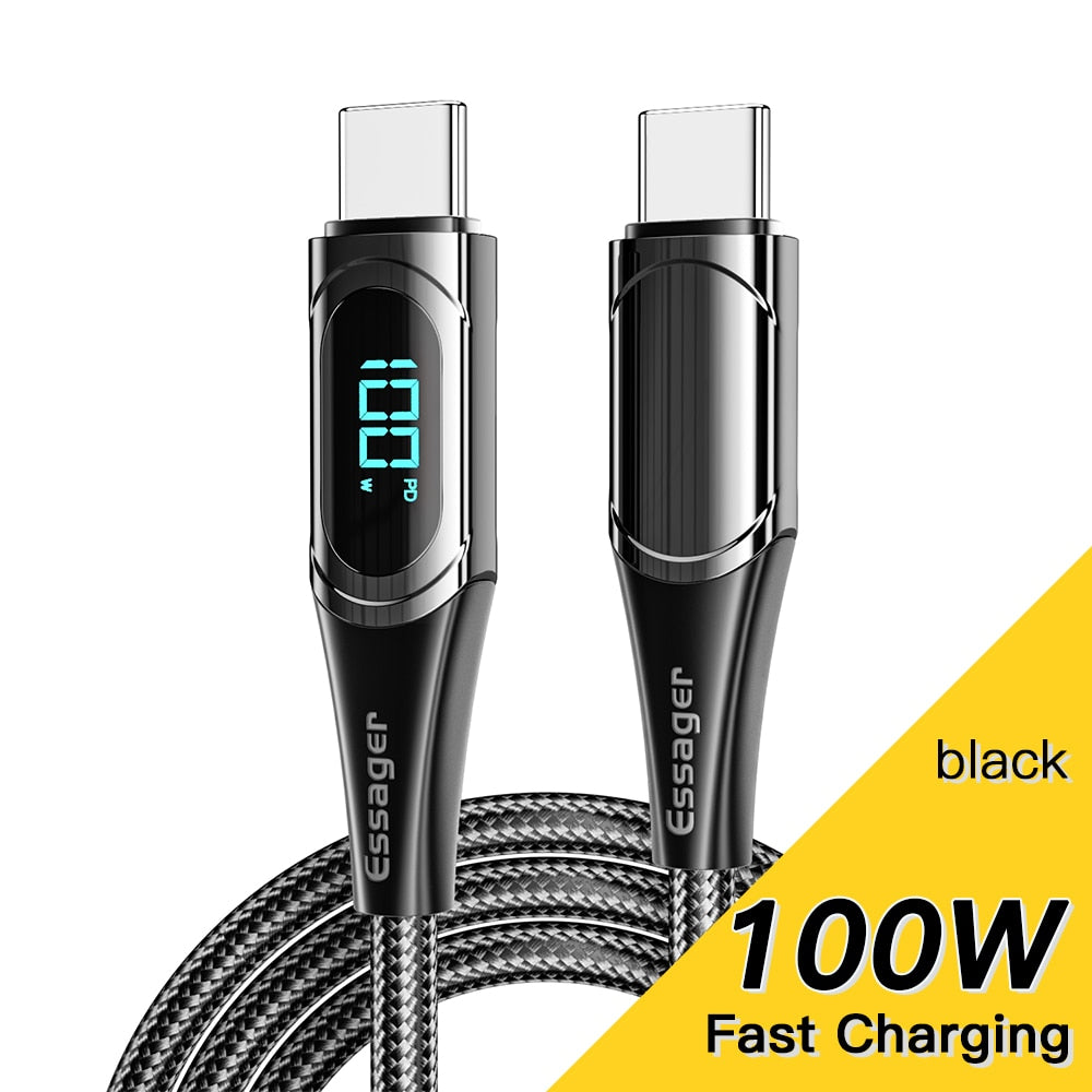 USB C Ladekabel 2M PD 100W 5A LED Anzeige Schnell Kabel Für Macbook Samsung