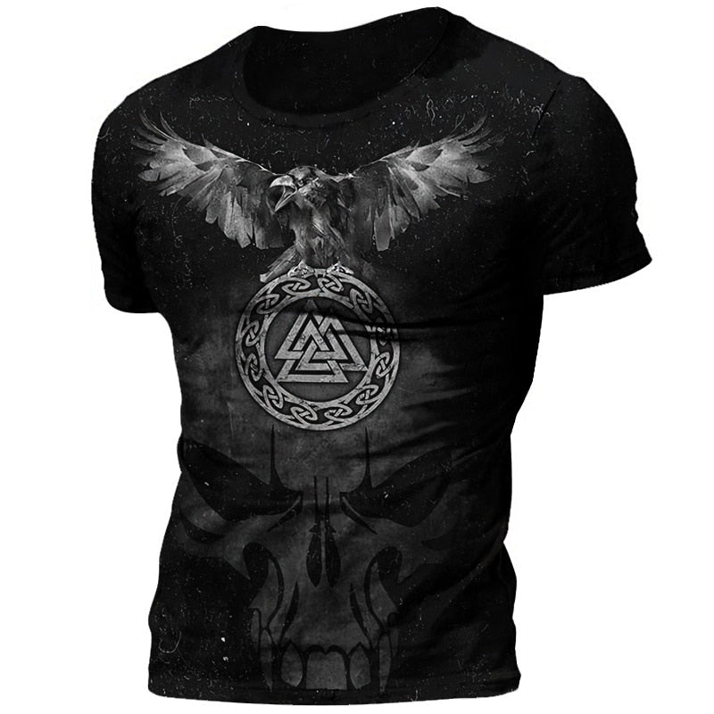 Herren Viking Tattoo 3D T-Shirt Rundhals Unisex Sommer Streetwear