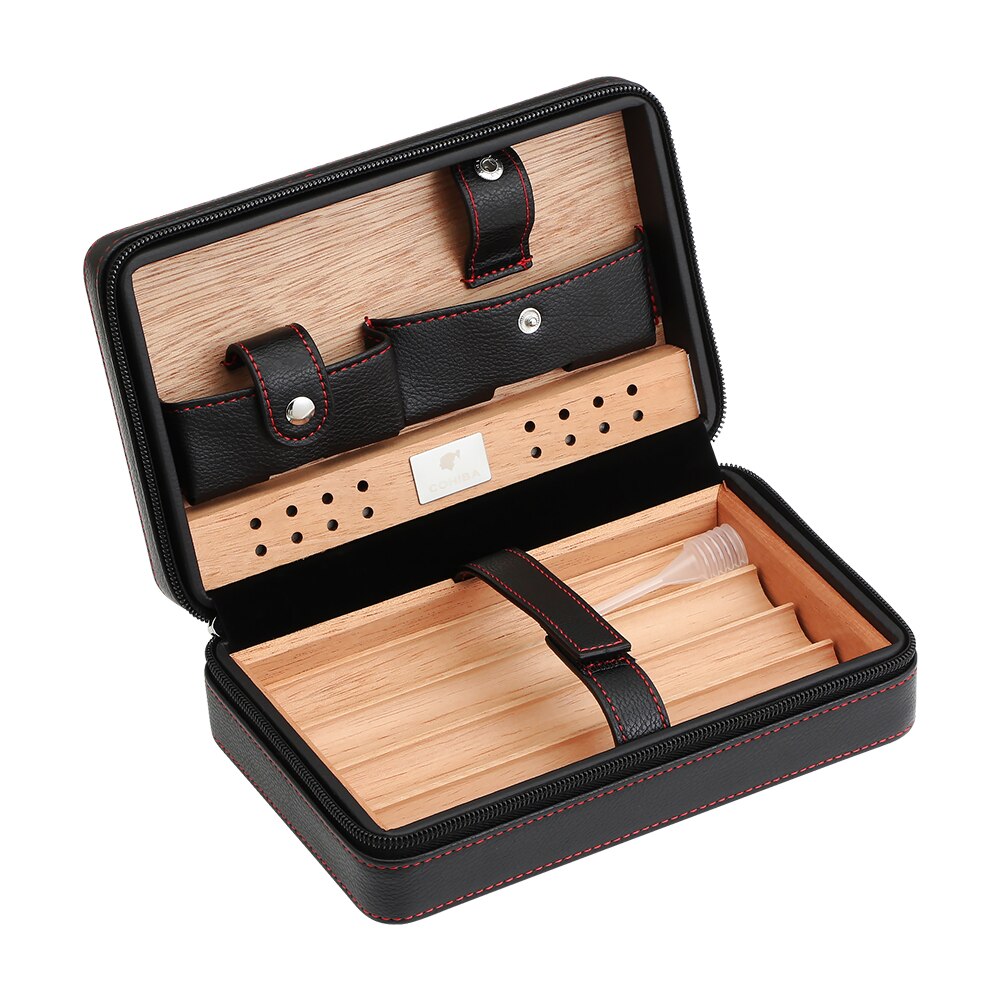COHIBA Leder Reise Humidor Zigarre Box Zeder Holz Tragbare