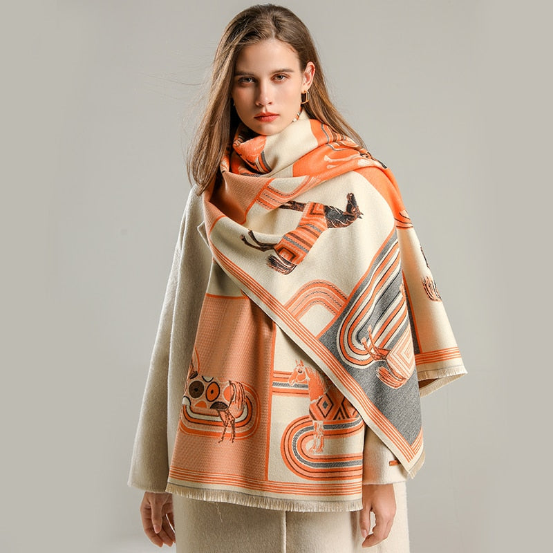 XXL Damen Winterschal Kaschmir Viskose Stola Schlauchschal  Halstuch Strickschal Loop NEU