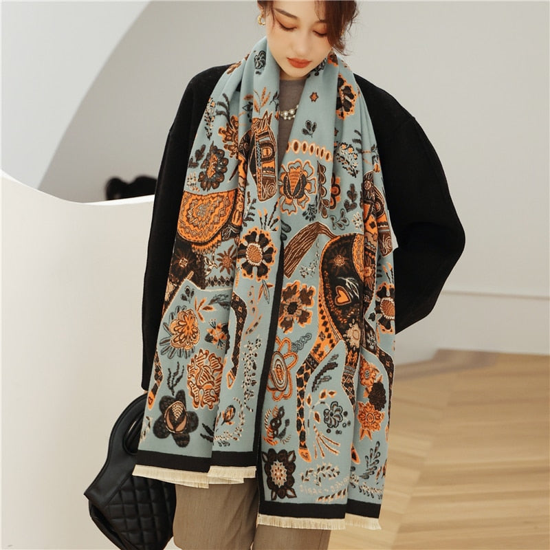 XXL Damen Winterschal Kaschmir Viskose Stola Schlauchschal  Halstuch Strickschal Loop NEU