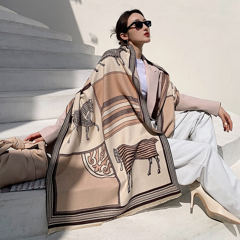 XXL Damen Winterschal Kaschmir Viskose Stola Schlauchschal  Halstuch Strickschal Loop NEU