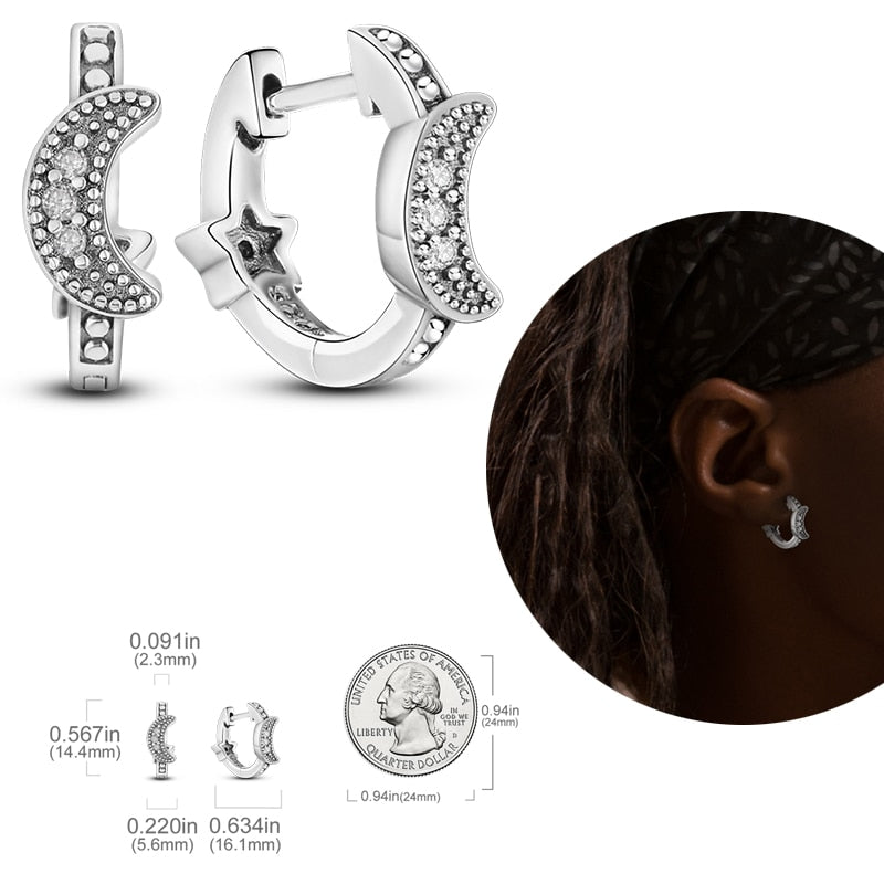 1 Paar Creolen aus 925 sterling Silber Ohrringe Ohrschmuck Zirkonia Ohrstecker