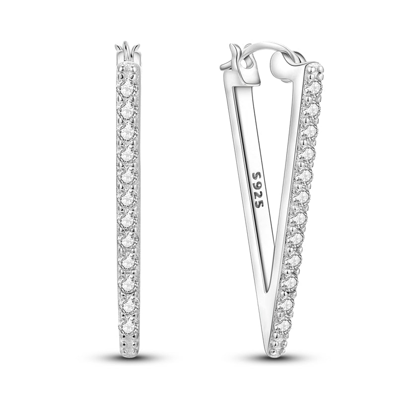 1 Paar Creolen aus 925 sterling Silber Ohrringe Ohrschmuck Zirkonia Ohrstecker