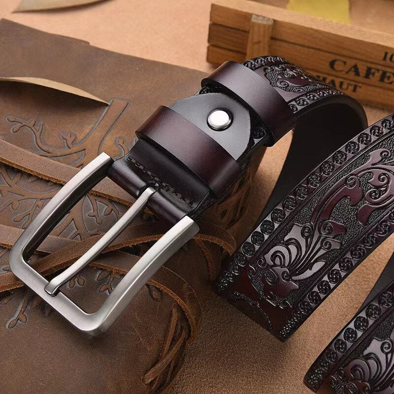Echt Jeans-Gürtel Herren Damen Echt Leder Gürtel Schnalle Schwarz Braun Fashion NEU