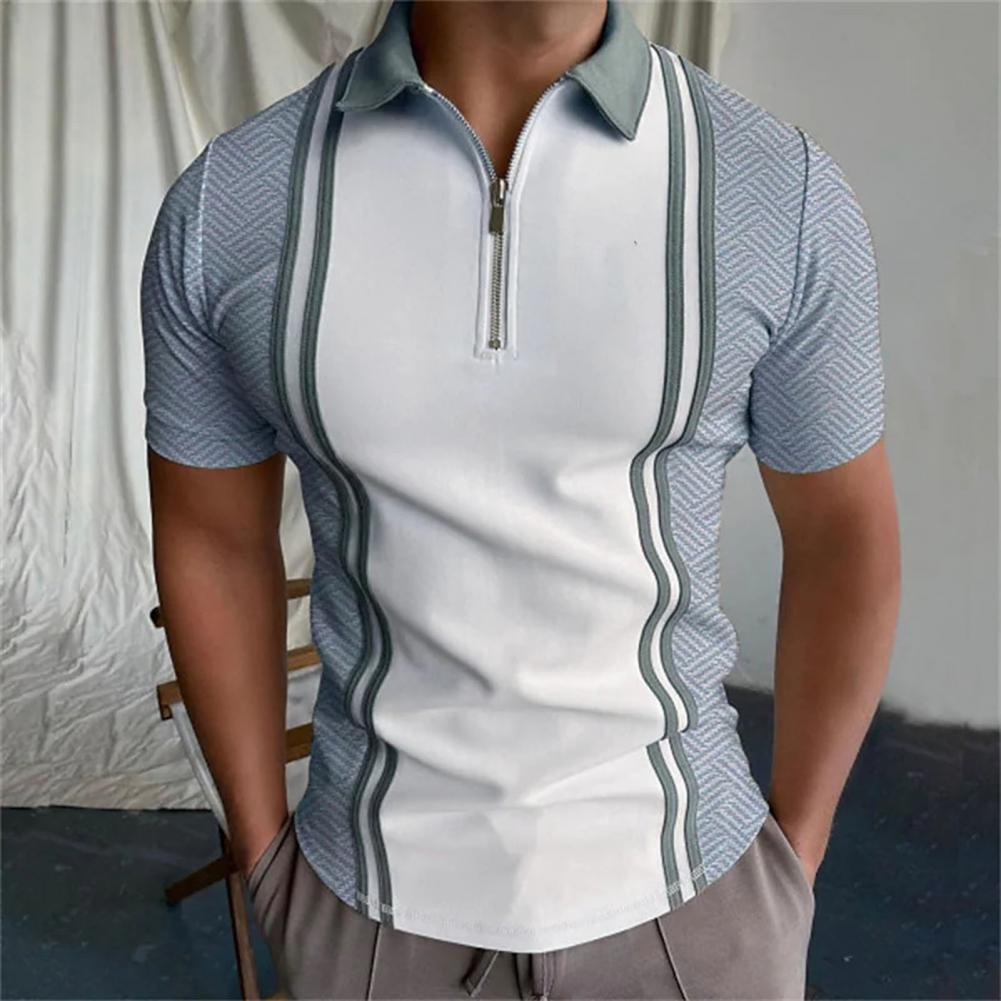 Herren Poloshirt Kontrast Kragen Polo Kurzarm Slim Fit Hemd Polohemd T-Shirt NEU