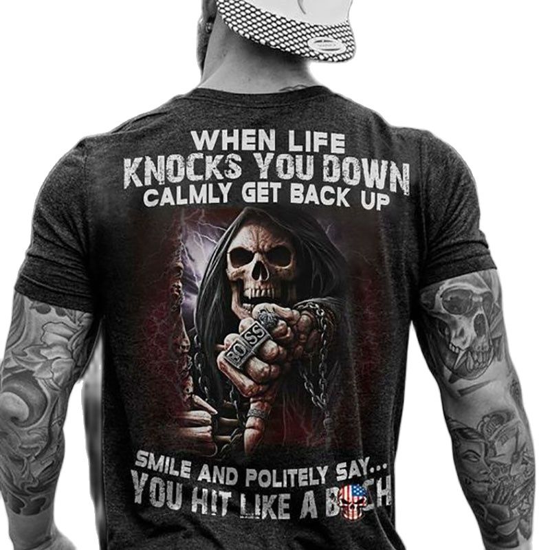 Männer Metal Skull 3D T-Shirt Rundhals Unisex Sommer Streetwear