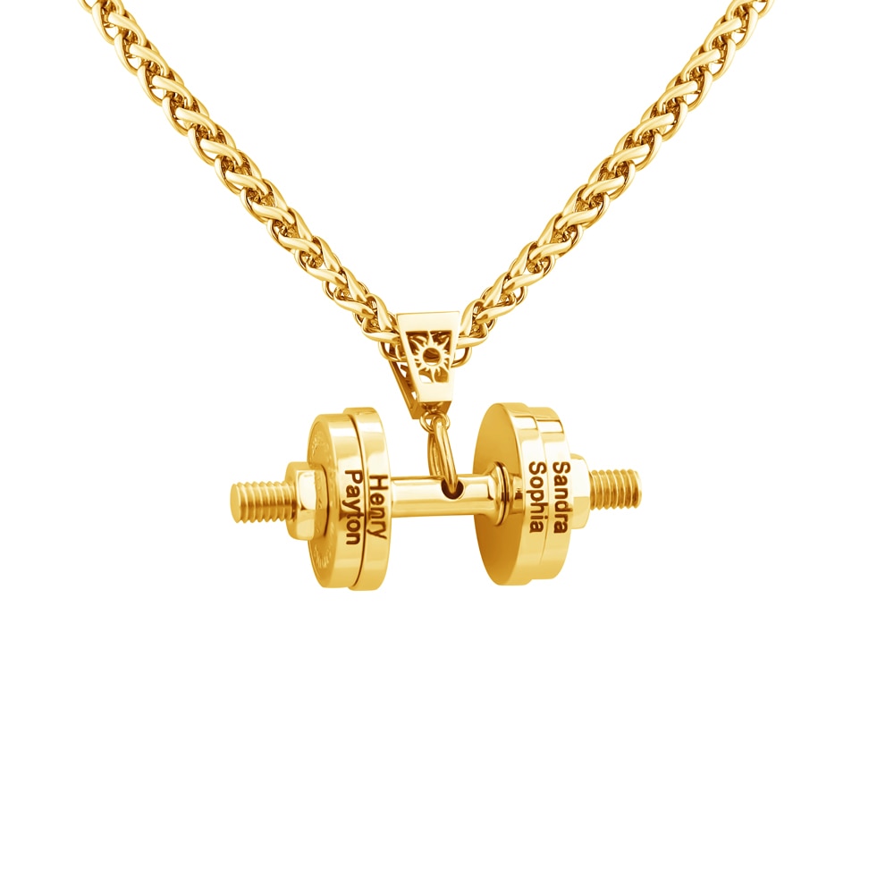 Halskette + Anhänger Edelstahl Hantel Scheibe Gewicht Fitness Gym Bodybuilding Schmuck Geschenk