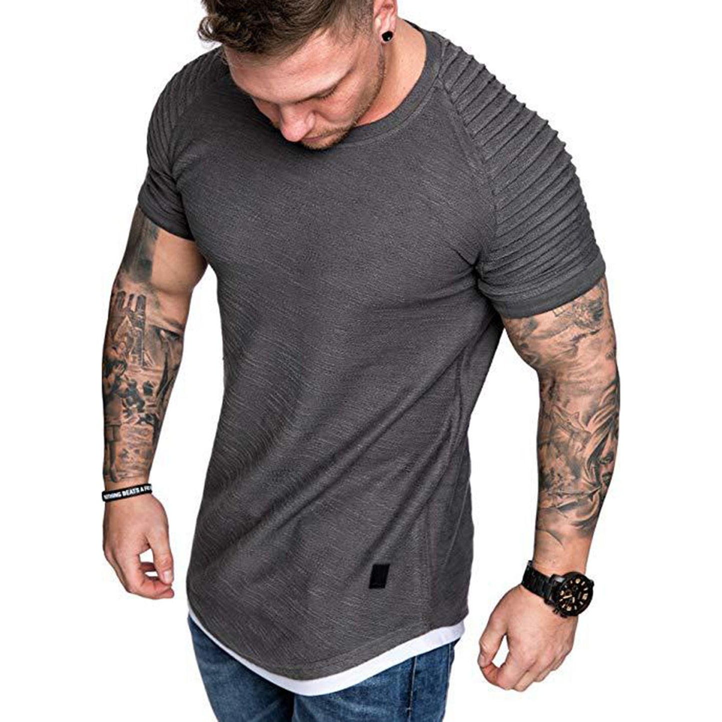 Herren kurzarm Kapuzenpullover Sweatjacke Pullover Hoodie Sweatshirt Streetwear