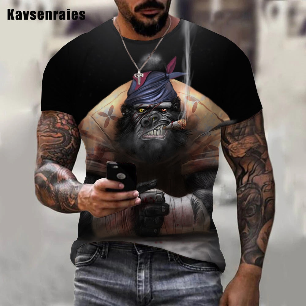 Fashion Herren Boxing Dog 3D T-Shirt Rundhals Unisex Men Fight Club Streetwear
