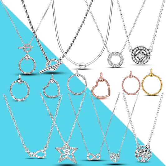 Massiv Sterling Silber 925 Panzerkette Fashion Halskette mit Zirkonia Anhänger Damen