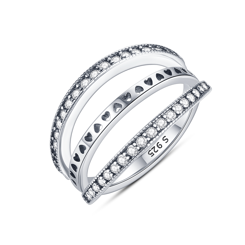 Massiv Sterling Silber 925 Ring filigran Fashion Damenring mit AAA Zirkonia