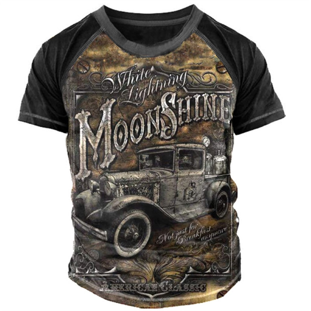 Fashion Herren Vintage Motorsport 3D T-Shirt Rundhals Unisex Sommer Streetwear