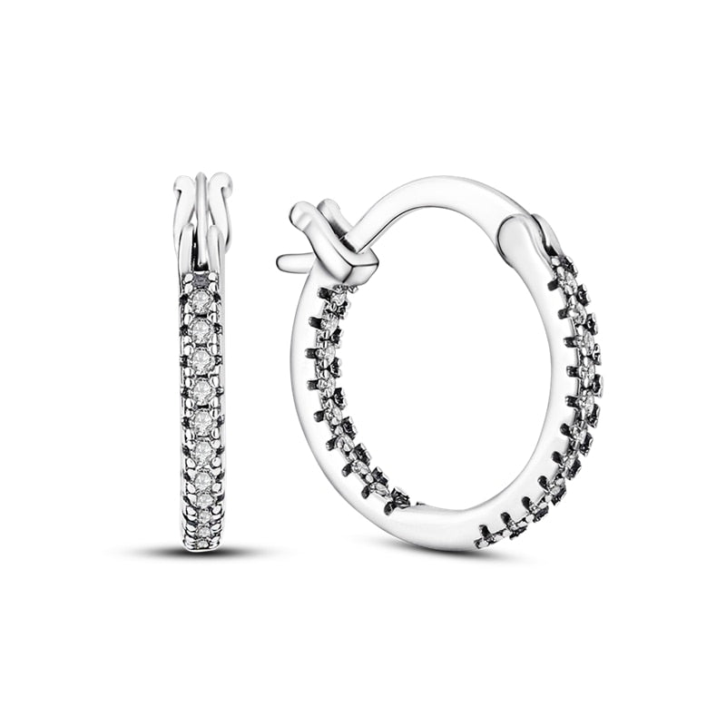 1 Paar Creolen aus 925 sterling Silber Ohrringe Ohrschmuck Zirkonia Ohrstecker