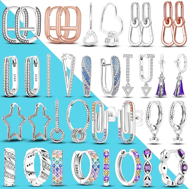 1 Paar Creolen aus 925 sterling Silber Ohrringe Ohrschmuck Zirkonia Ohrstecker