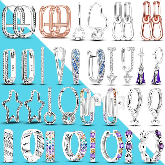 1 Paar Creolen aus 925 sterling Silber Ohrringe Ohrschmuck Zirkonia Ohrstecker