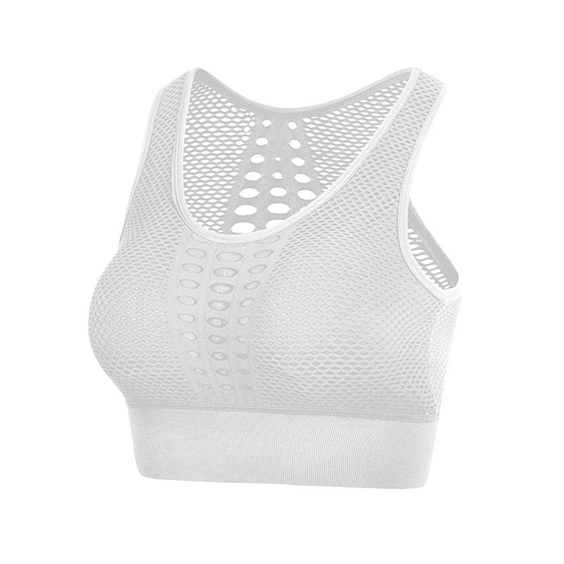 Damen Sport BH ohne Bügel mit push up Atmungsaktiver Microfaser Yoga-BH Nahtlos