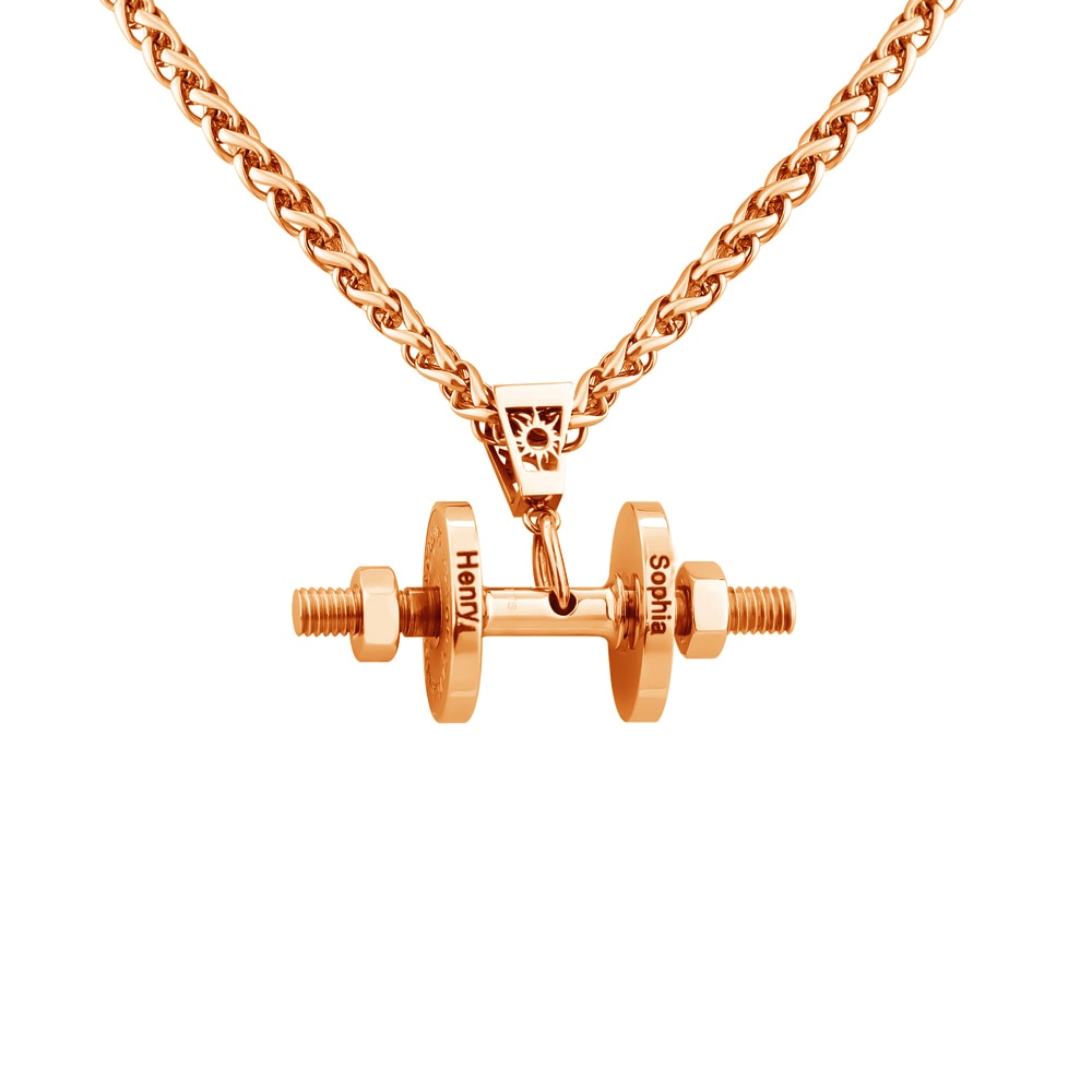 Halskette + Anhänger Edelstahl Hantel Scheibe Gewicht Fitness Gym Bodybuilding Schmuck Geschenk