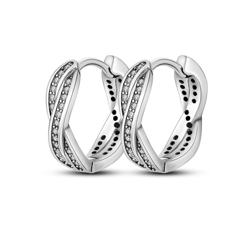 1 Paar Creolen aus 925 sterling Silber Ohrringe Ohrschmuck Zirkonia Ohrstecker