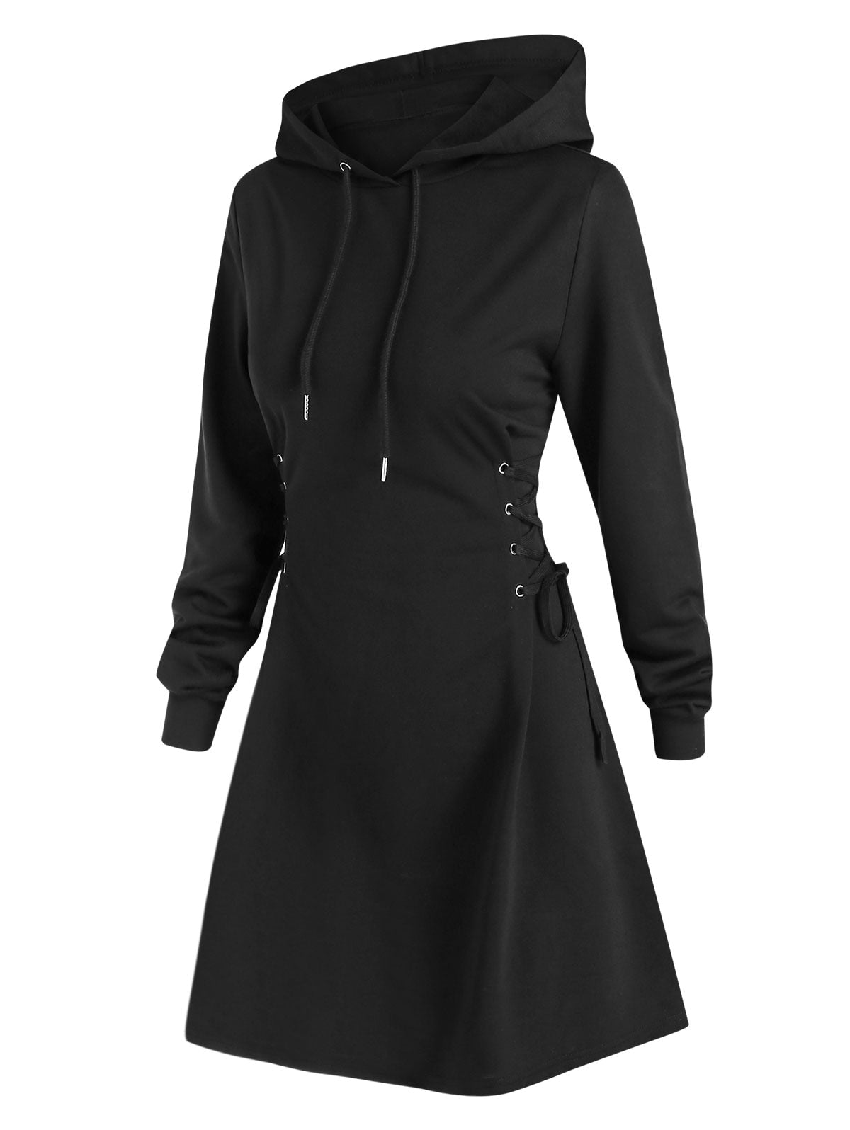 Frauen Langarm Minikleid Kapuzenpullover Kleid Hoodie Sweatshirt Sweatkleid