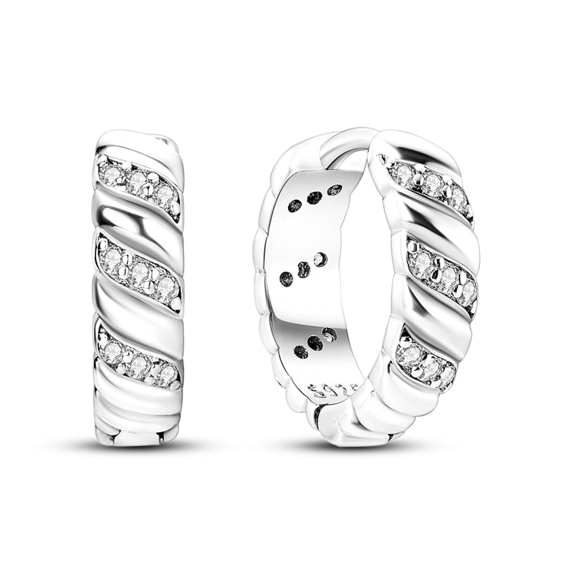 1 Paar Creolen aus 925 sterling Silber Ohrringe Ohrschmuck Zirkonia Ohrstecker