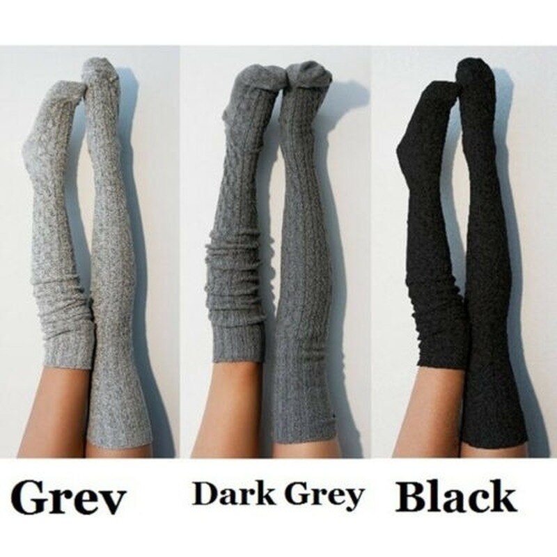 Damen Lange Socken Beinwärmer Stulpen Beinlinge Häkeln Kniestrümpfe Overknees