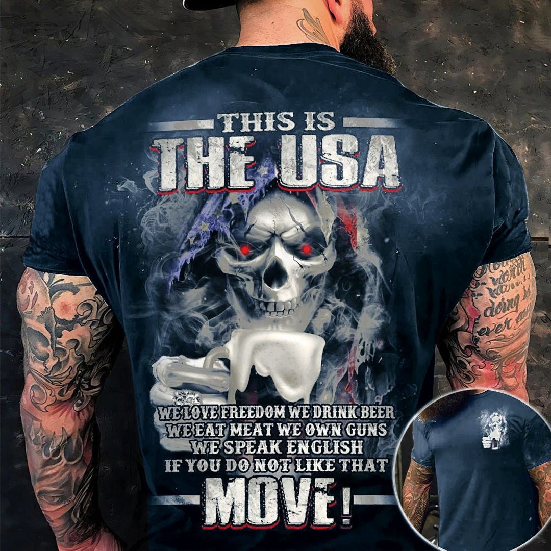 Herren Metal Skull 3D T-Shirt Rundhals Unisex Sommer Streetwear