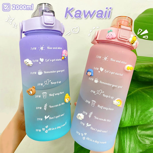 2L Trinkflasche Sportflasche Wasserflasche Getränkeflasche BPA-frei Tritanflasche