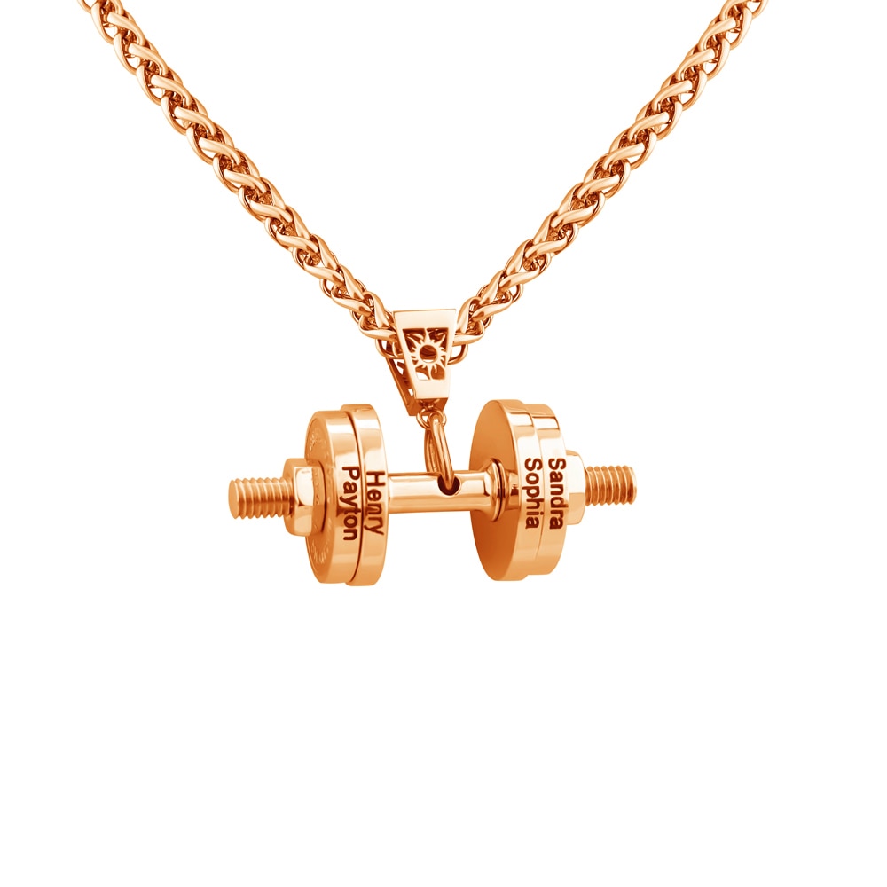 Halskette + Anhänger Edelstahl Hantel Scheibe Gewicht Fitness Gym Bodybuilding Schmuck Geschenk