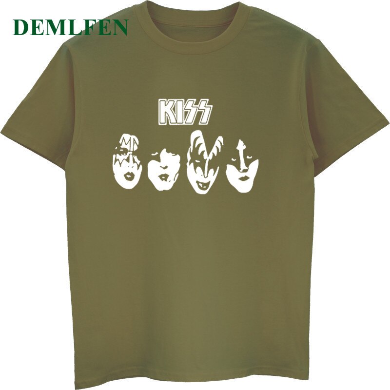 Herren Kiss Rock Band T-Shirt Rundhals Unisex Sommer Streetwear 100% Baumwolle