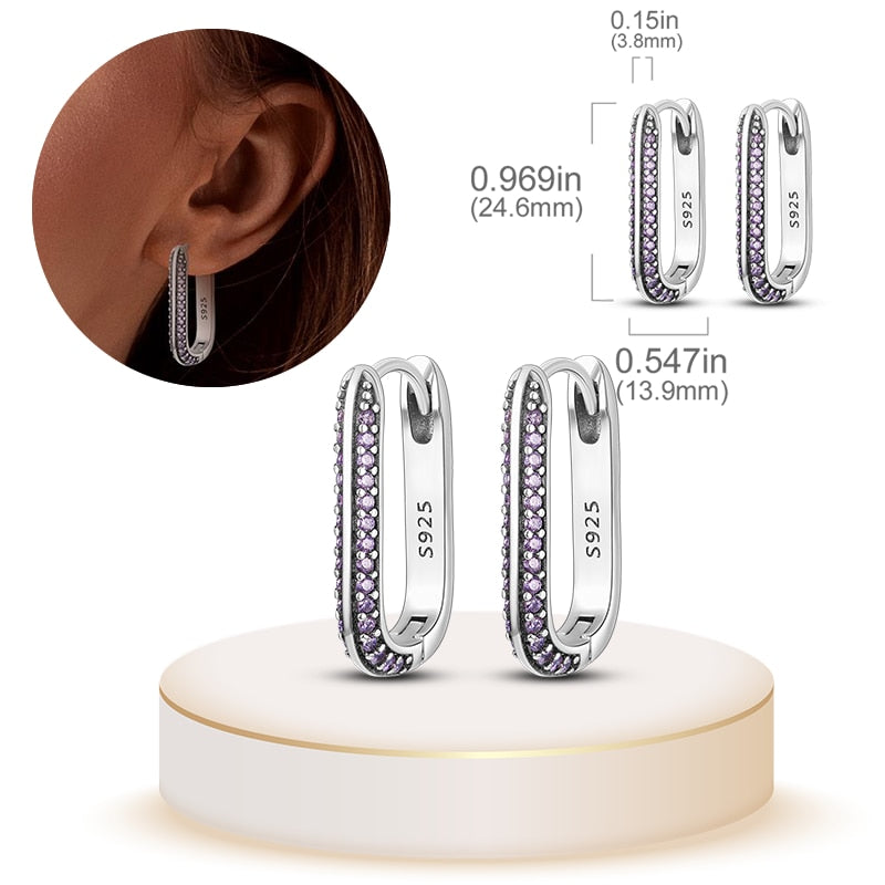 1 Paar Creolen aus 925 sterling Silber Ohrringe Ohrschmuck Zirkonia Ohrstecker