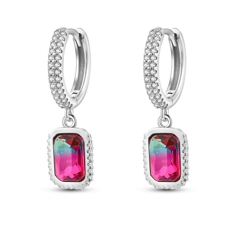 1 Paar Creolen aus 925 sterling Silber Ohrringe Ohrschmuck Zirkonia Ohrstecker