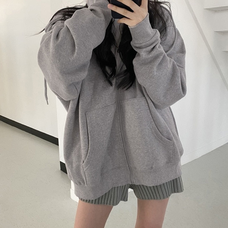 Kapuzenpullover Sweatjacke Zip Hoodie Sweatshirt Pullover Pulli Damen