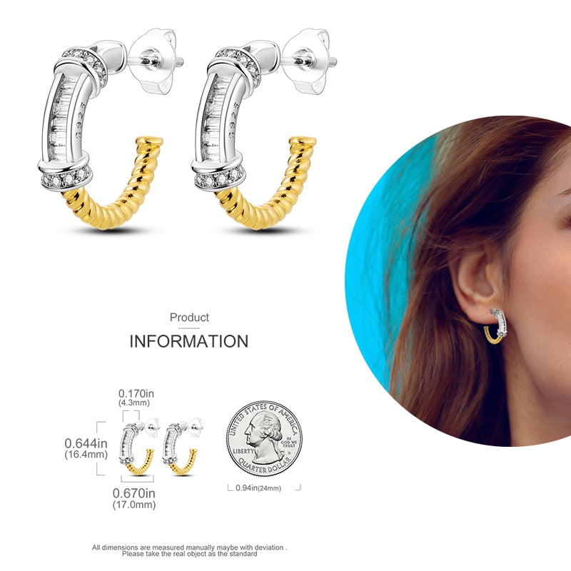 1 Paar Creolen aus 925 sterling Silber Ohrringe Ohrschmuck Zirkonia Ohrstecker