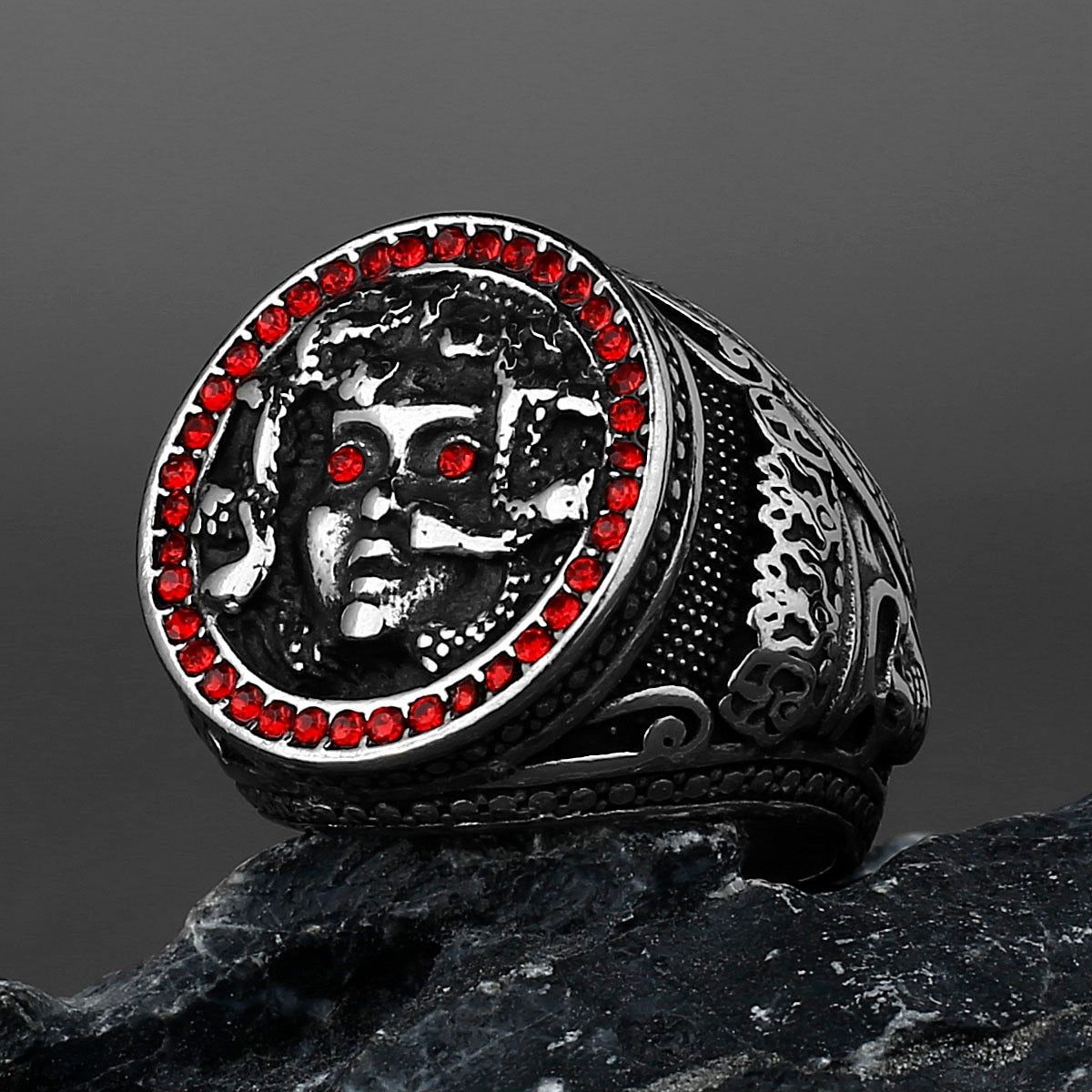 Edelstahl Herren & Damen Biker Rocker Spinning Ring Silber Skull Gothic