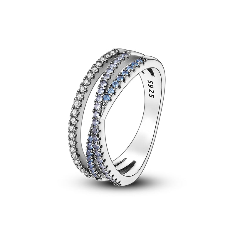 Massiv Sterling Silber 925 Ring filigran Fashion Damenring mit AAA Zirkonia