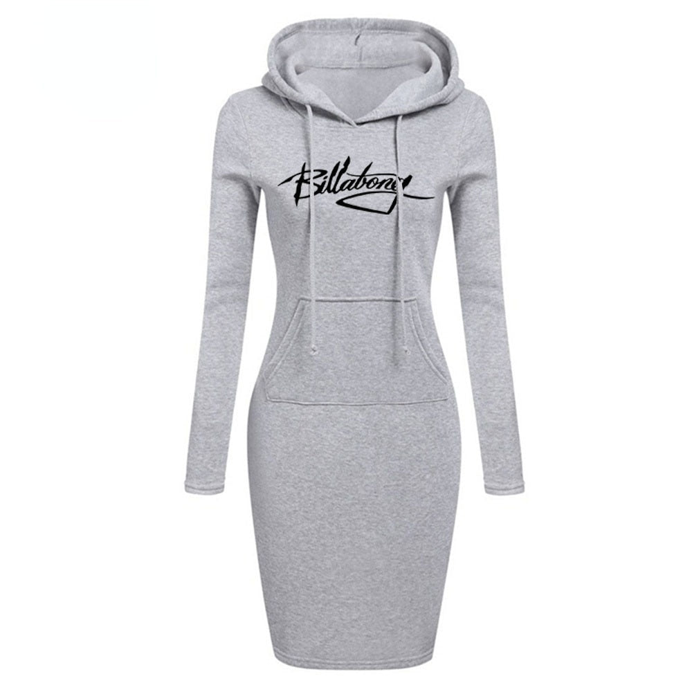 Dame Kapuzenpullover Minikleid Hoodie Sweatshirt Longtops Tunika Jumper Kleider Streetwear