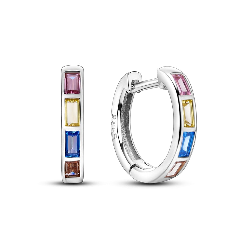 1 Paar Creolen aus 925 sterling Silber Ohrringe Ohrschmuck Zirkonia Ohrstecker