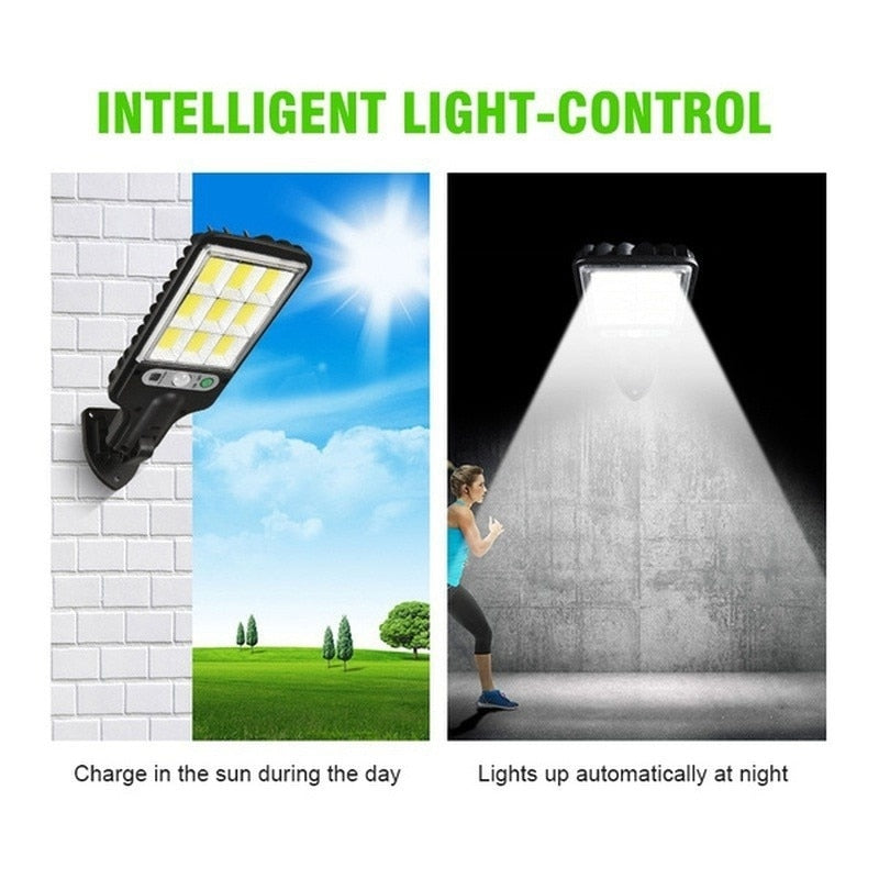 108 LED Fluter Solarleuchte Solarlampe Bewegungsmelder 3 modi Außen Strahler mit Fernbedienung