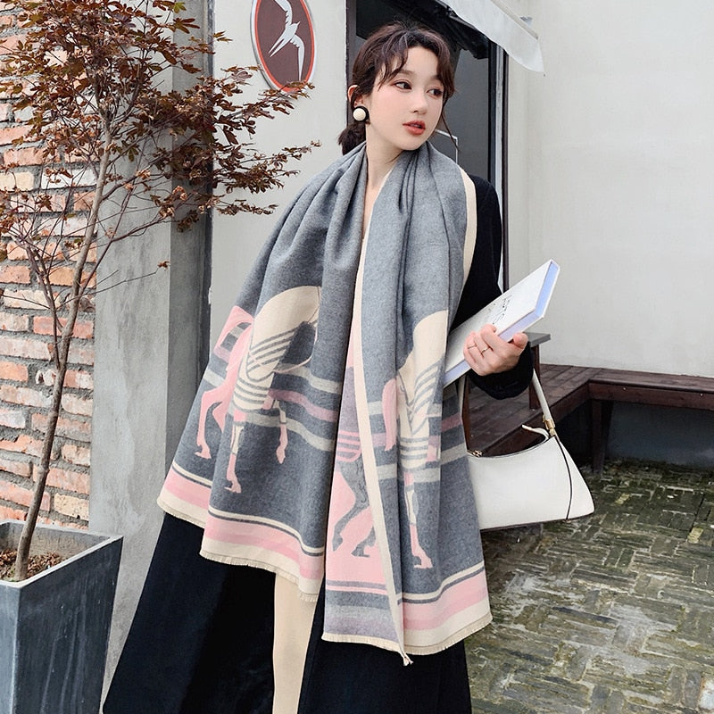 XXL Damen Winterschal Kaschmir Viskose Stola Schlauchschal  Halstuch Strickschal Loop NEU