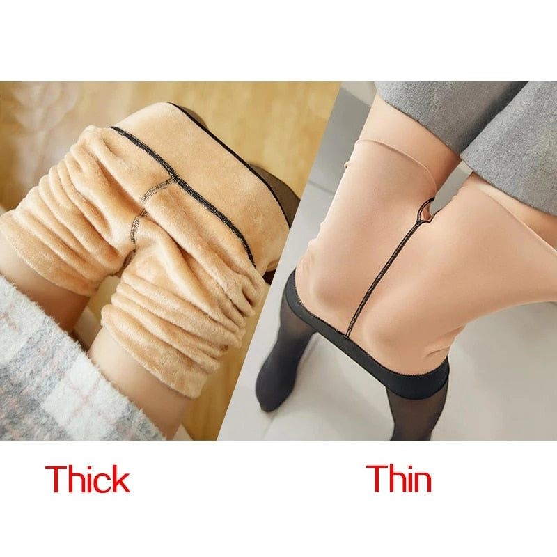 Frauen Winter Warm Thermo Hose Innenfleece Strumpfhose Blickdicht Hosen Leggins