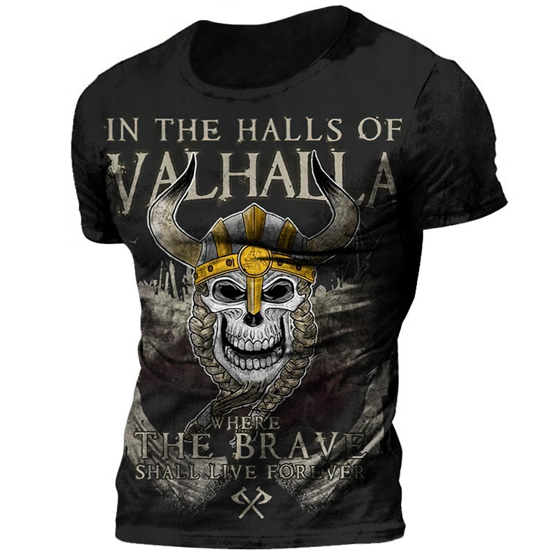 Vikings Herren Tattoo 3D T-Shirt Rundhals Unisex Sommer Streetwear