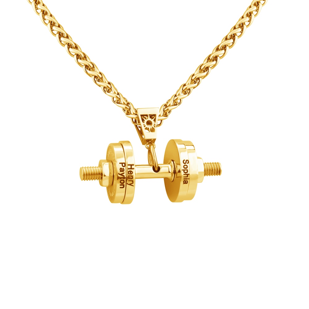 Halskette + Anhänger Edelstahl Hantel Scheibe Gewicht Fitness Gym Bodybuilding Schmuck Geschenk