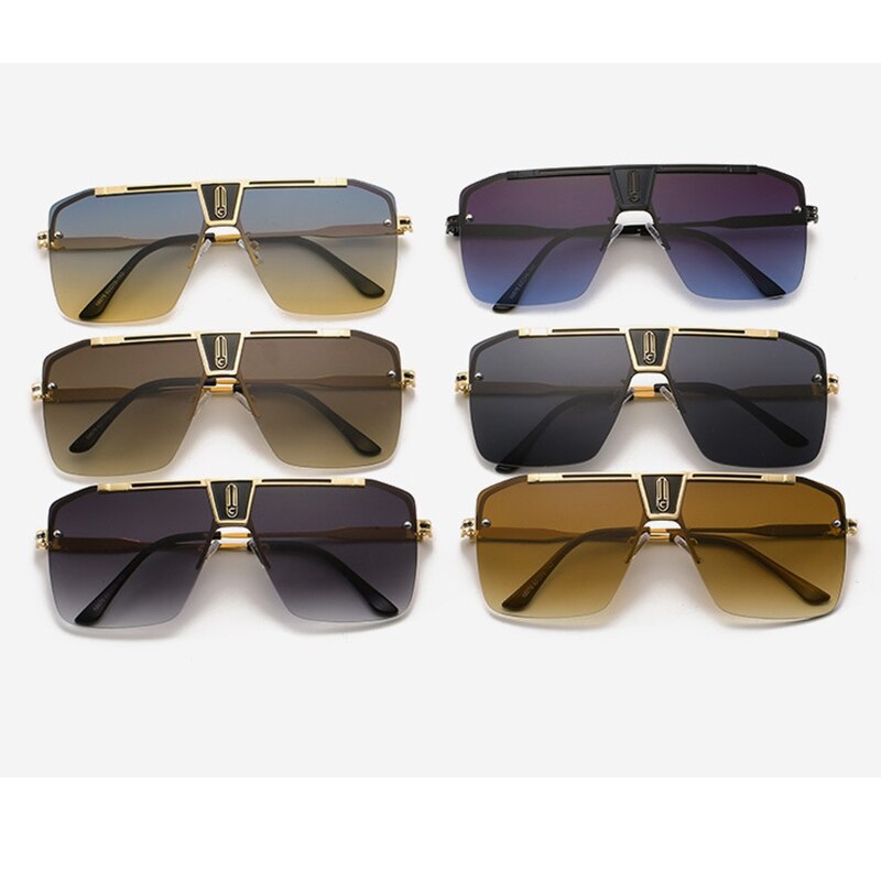 Damen Designer Sonnenbrille Herren Quadratische Übergröße Gläser Vintage UV400